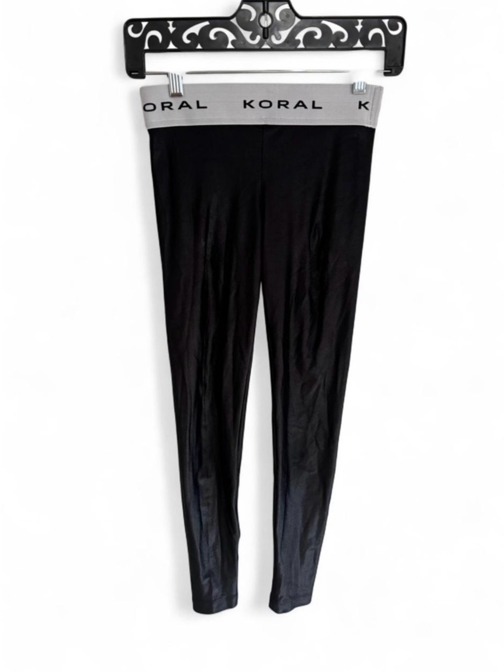Koral Black Leggings with Gray Branded Waistband